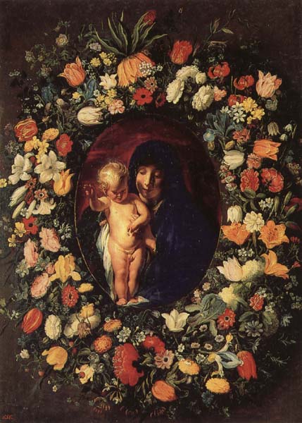 Jacob Jordaens Madonna and  Child Wreathed wih Flowers